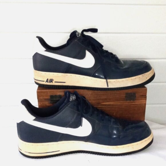 Nike Air Force 1 Men’s Sz 14 Navy Blue Patent Leather 315122-410 Sneakers - Picture 4 of 11